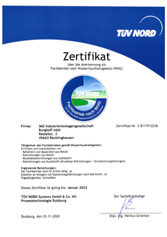 Anerkennung als Fachbetrieb nach Wasserhaushaltsgesetz (WHG)